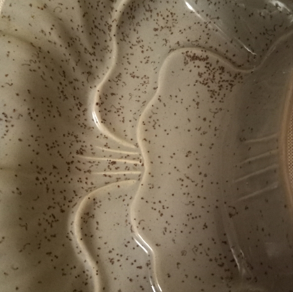 Vtg  Glazed California Pottery Lazy Susan 4 Piece Pink Gray Speckled - Picture 4 of 5